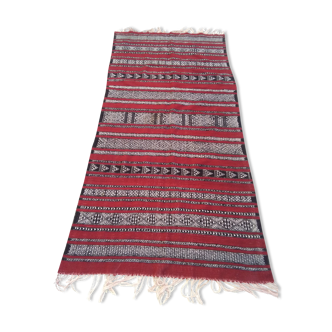 Carpet kilim red and Black wool 127 x217cm