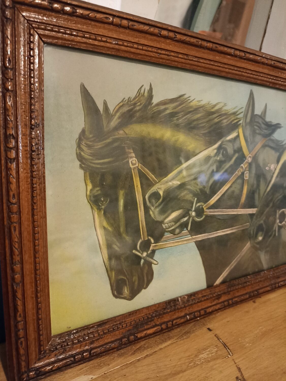 Tableau ancien chevaux