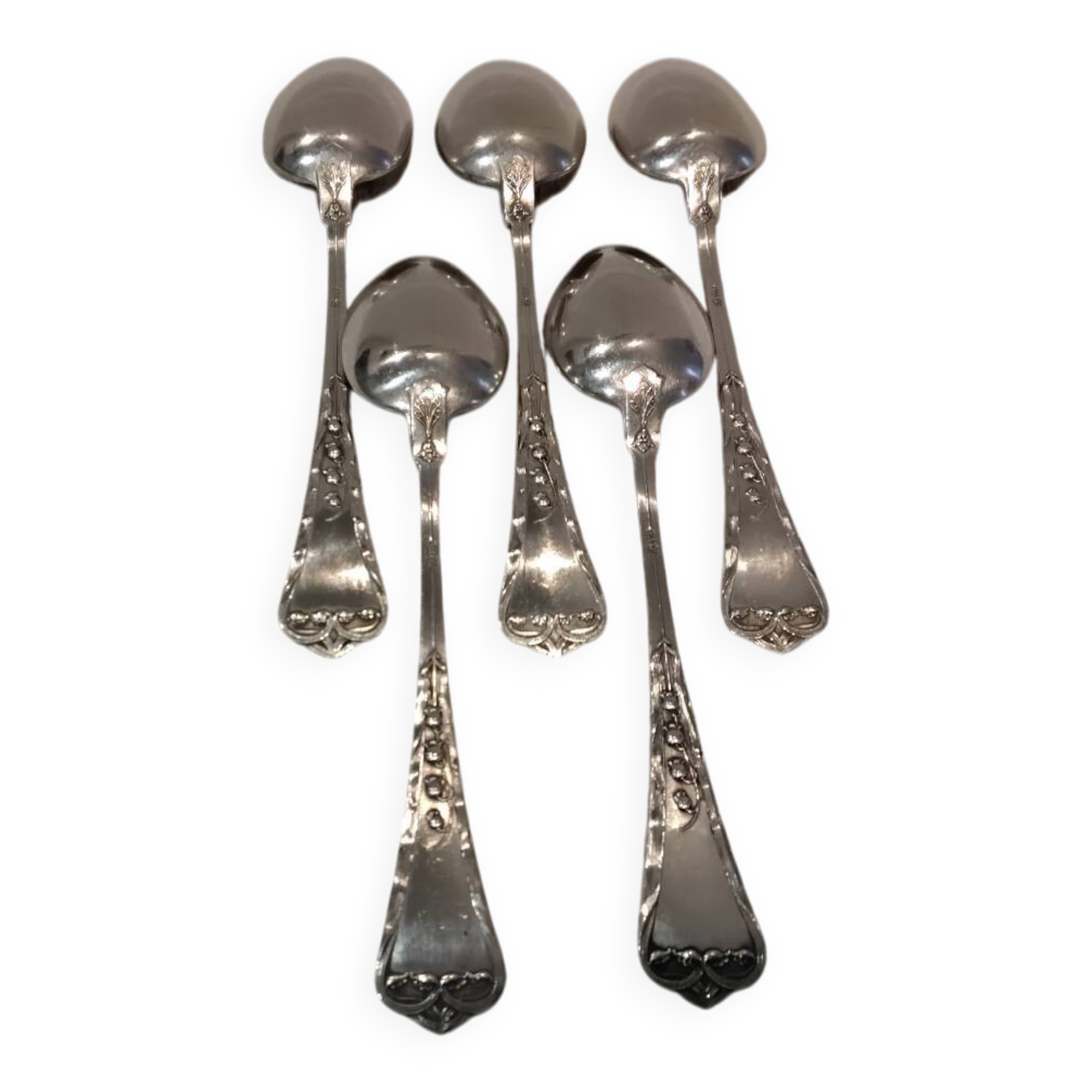 5 tablespoons 800 silver Swiss goldsmith Jezler model Muguet