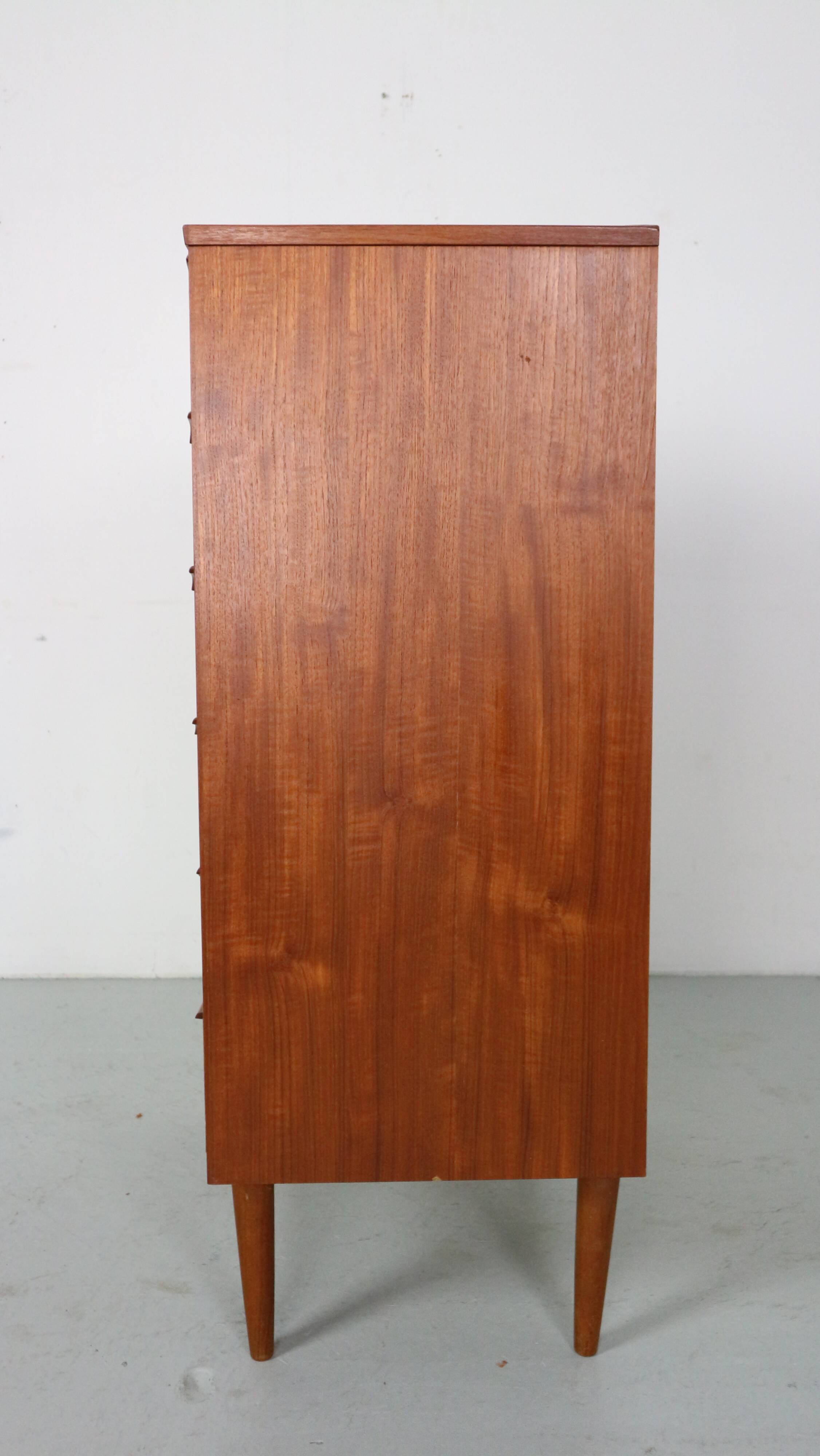 Mid-Century Modern Danish Chest of Six Drawers, Tallboy in Teak, Denmark, 1960