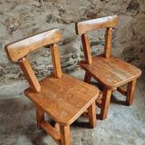 Pair of Canadian Brutalist Pine Chairs – Rustic Design from the 1970s