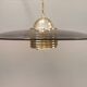Original Belid T 391 pendant light in gold-coloured metal and smoke-coloured glass