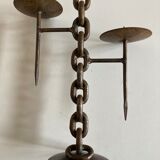 Raw beaten iron candlestick 1970