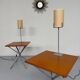 Side table / bedside table with designer lighting, Ligne Roset metal and wood