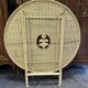 Foldable garden or terrace furniture set made of sheet metal and woven, perforated wrought iron, 5 pieces.