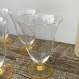 7 glasses with crystal stemmed yellow feet / cups
