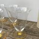 7 glasses with crystal stemmed yellow feet / cups