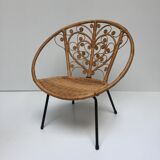 Vintage Bohemia volutes rattan chair