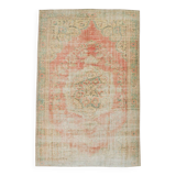 6x10 Peach Red Turkish Vintage Rug, 194x294Cm