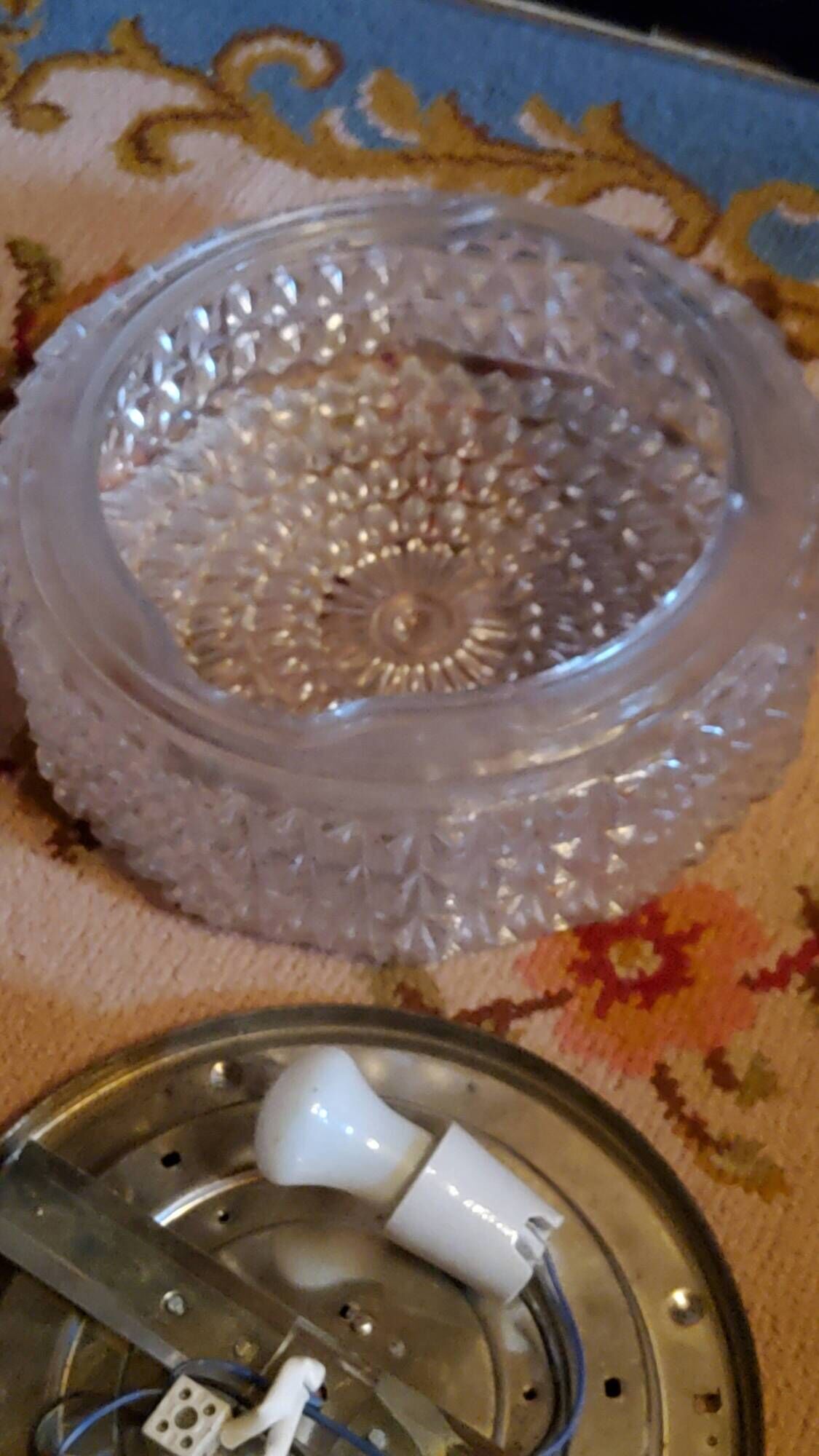 Set of 2 Erco ceiling lights from the 60s in diamond-tipped glass Diameter 35cm