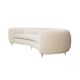 Curved Four-Seat Italian Sofa in White Bouclé Wool, Brass Legs