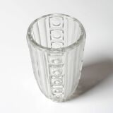 Vintage Clear Pressed Glass Vase / Bohemia Glass / 1950s