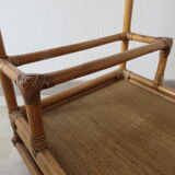 Rolling table, bamboo rattan service 70s