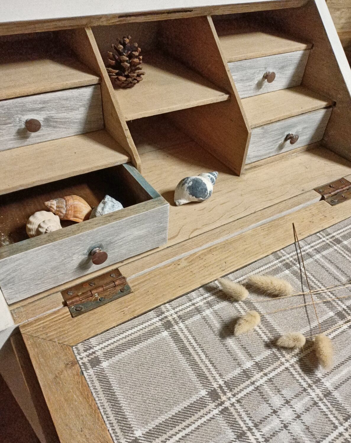 Wooden secretary chest of drawers