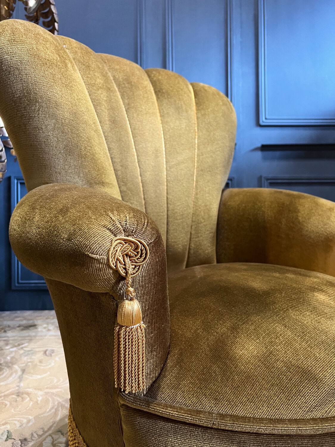 Pair of velvet Napoleon III style armchairs