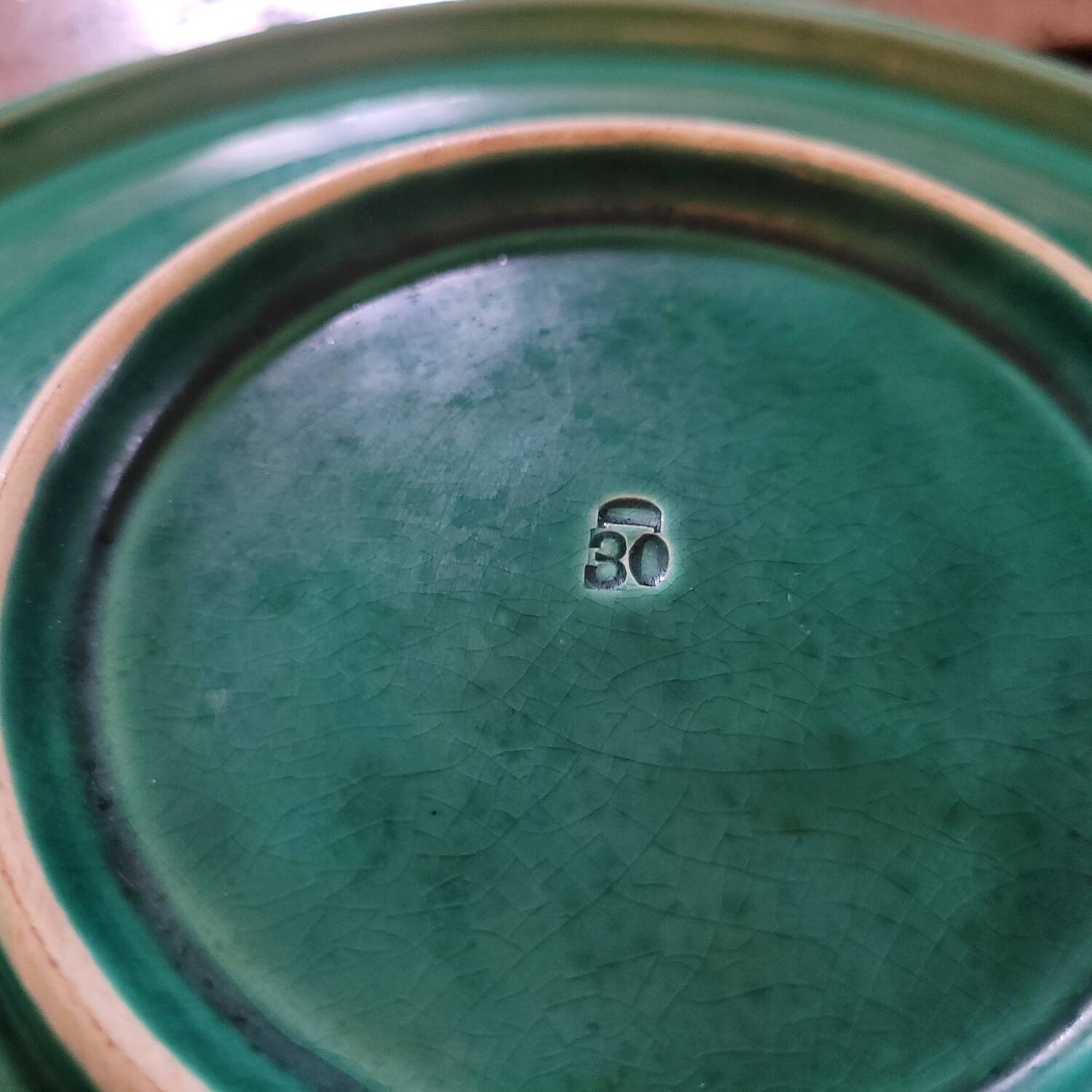 Ceramic bowl with malachite green glaze. 1950s. Ceramic bowl with green glaze.