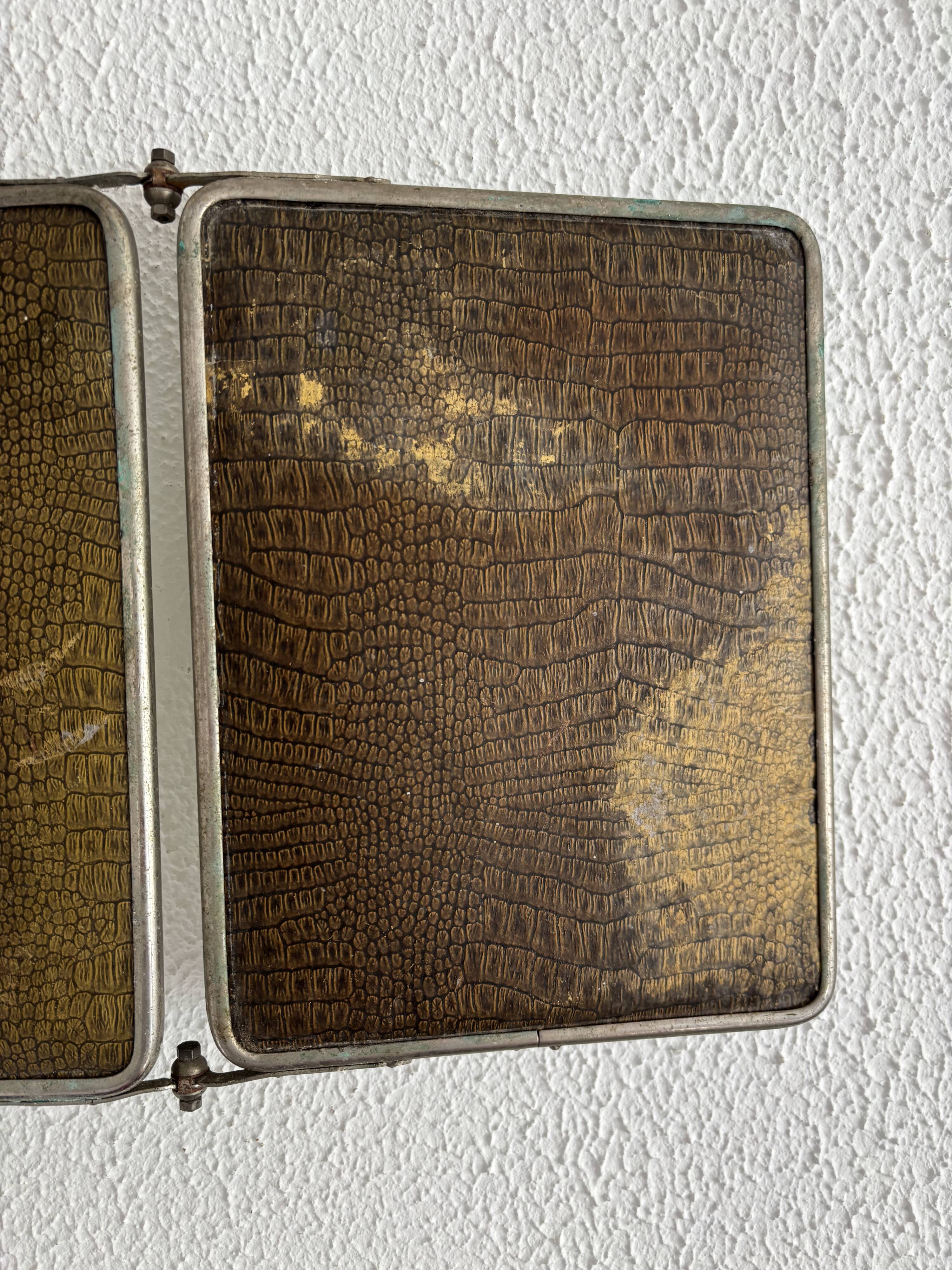 Miroir vintage 1930 triptyque barbier cristal biseauté- 25 x 58 cm