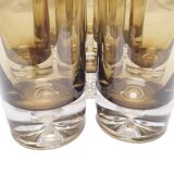 8 verres à eau en verre fumé à inclusion pierre schneider 70's