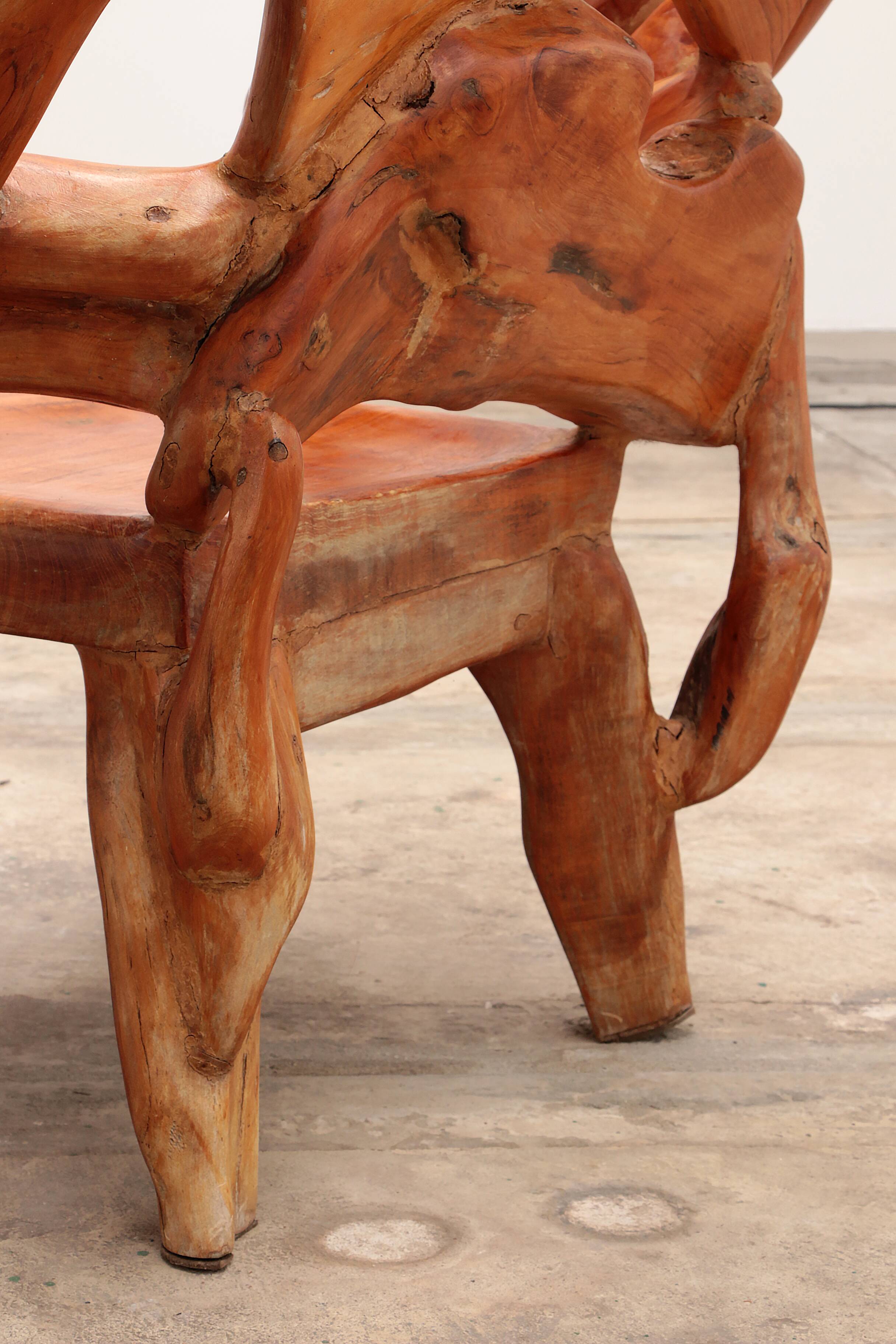 Robust armchair made of recycled wood