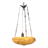 Art Deco - bowl lamp - marbled glass - pendant lamp - France - 1930s