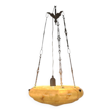 Art Deco - bowl lamp - marbled glass - pendant lamp - France - 1930s