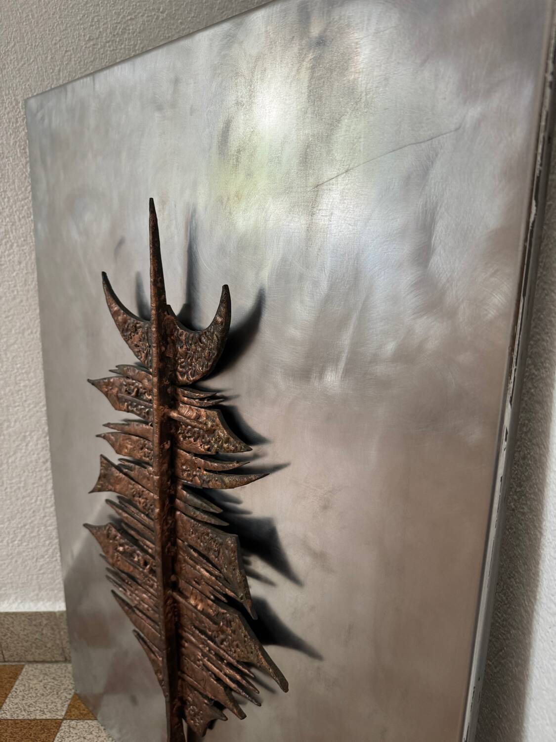 Brutalist bronze sculpture painting from the 70s