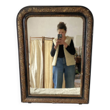 Antique Louis Philippe mirror in black and gold, 93X68cm