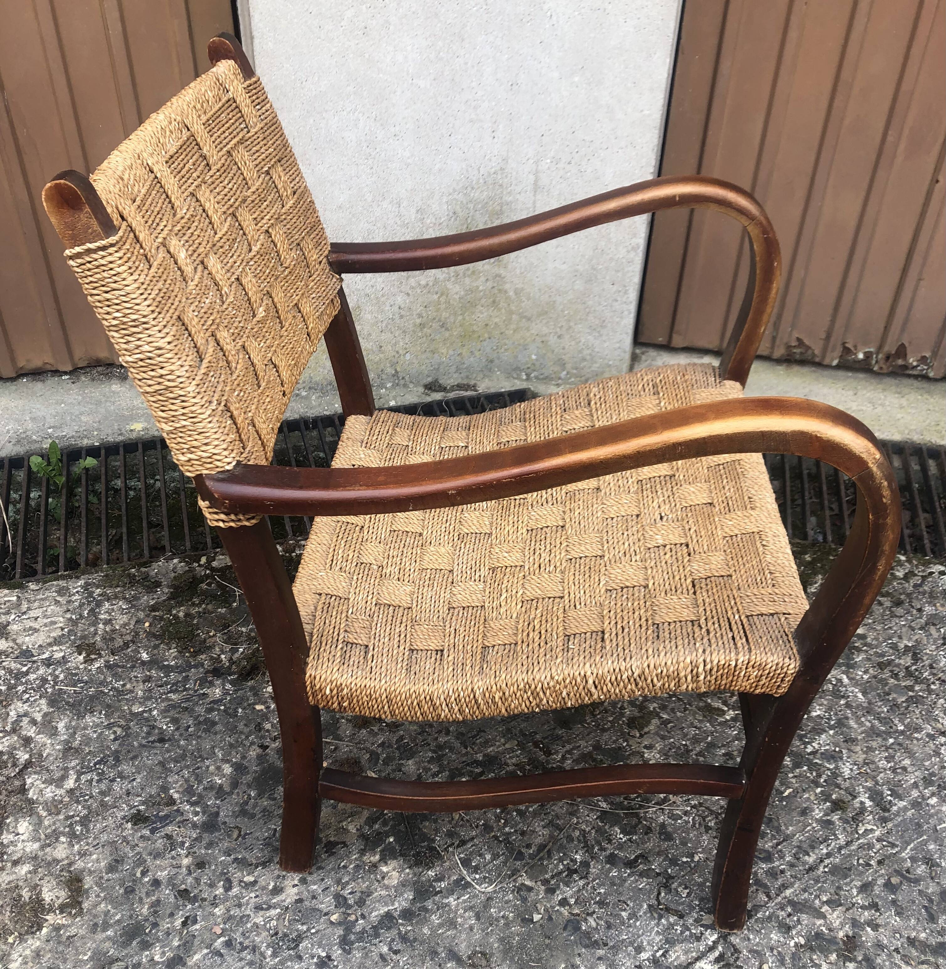 Rope and beech armchair by Erich Dieckmann 1930