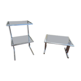 End of sofa and bedside stainless steel and chrome 1970