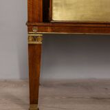 Buffet vintage années 40 en bois bas-reliefs en laiton et marbre design italien