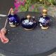 Perfume bottles, in hand-painted blue Bohemian crystal, antique.