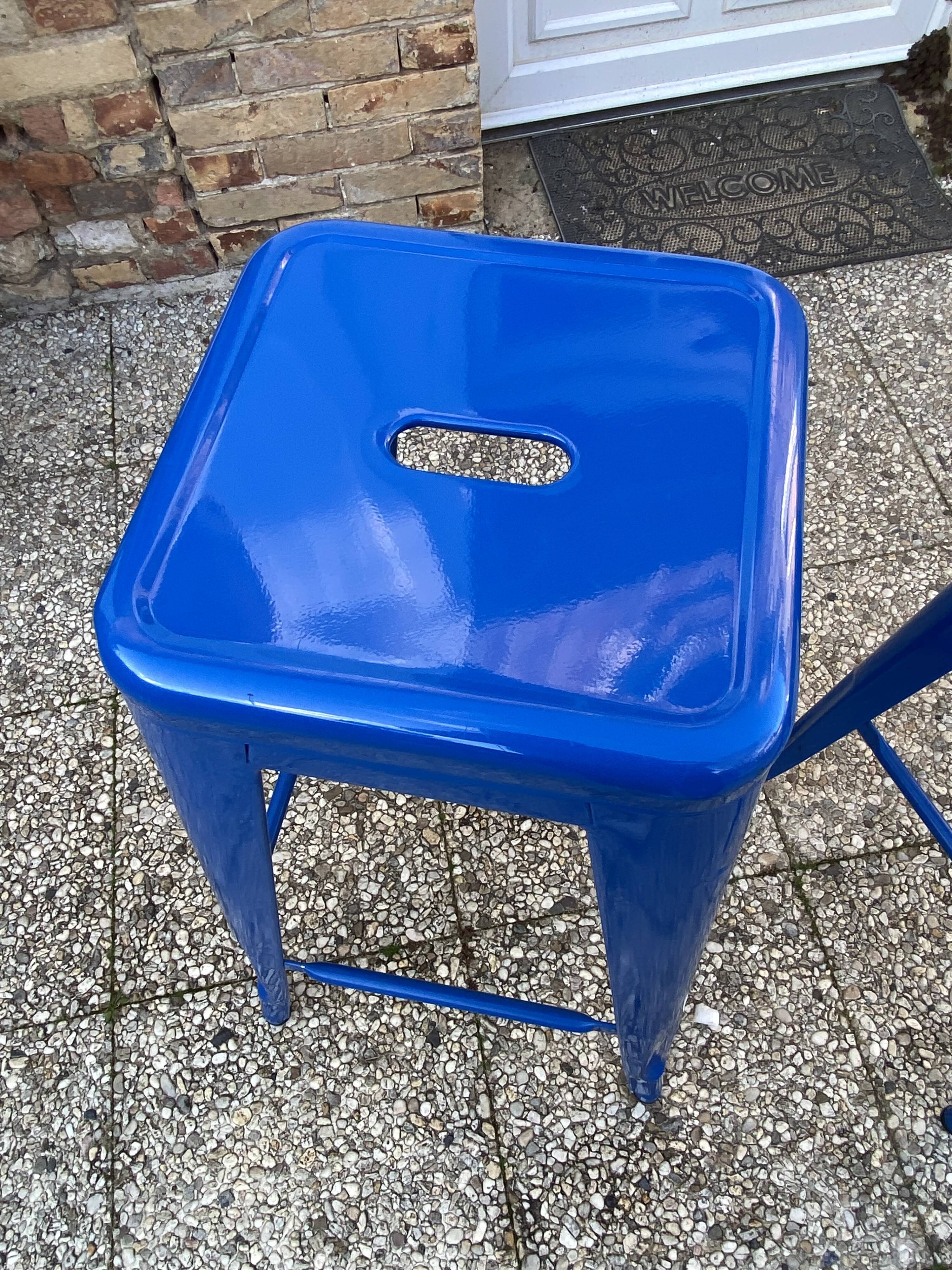 Stackable industrial bar stool TOLIX H75 blue