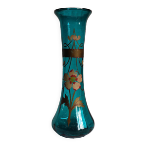 Vase verre soufflé turquoise - art