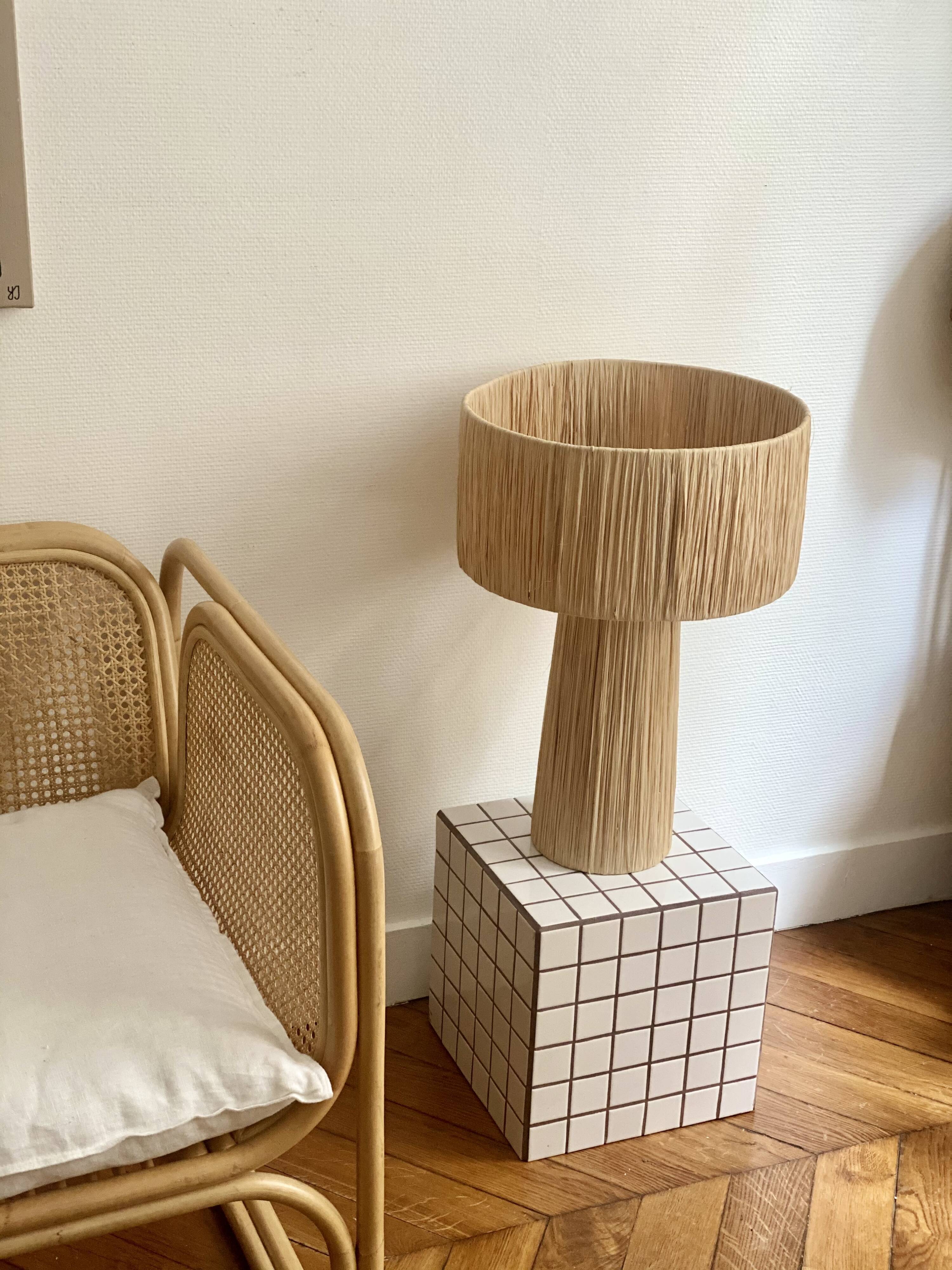 Retro brown white tiled tiled side table