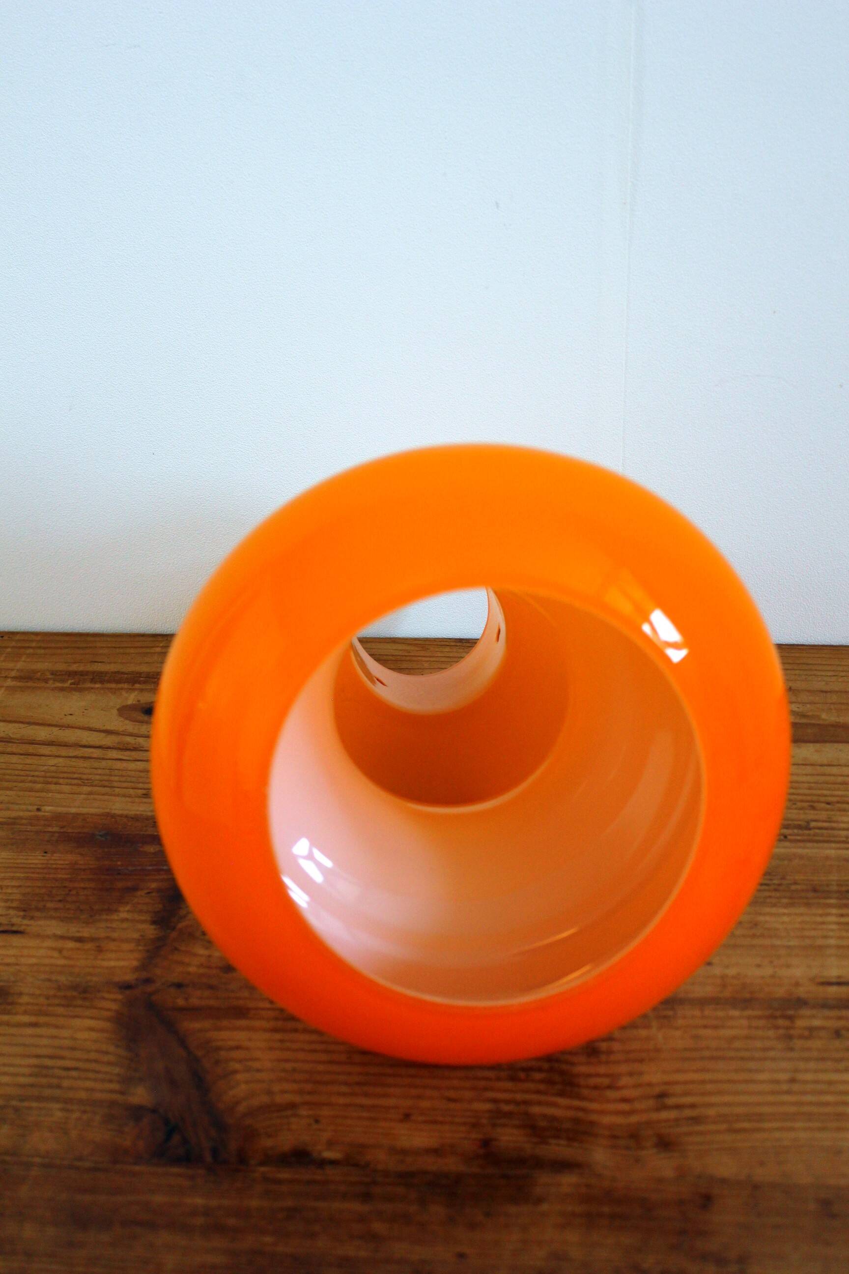 Vintage space age opaline orange pendant light 70s