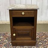 1930s Art Deco oak and marble top bedside table