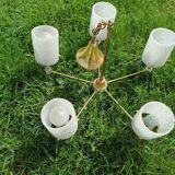 Chandelier perspex granite 1960 suspension doree