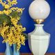Vintage table lamp in blue ceramic and white opaline.