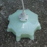 Suspension of old lampshade in opaline mint