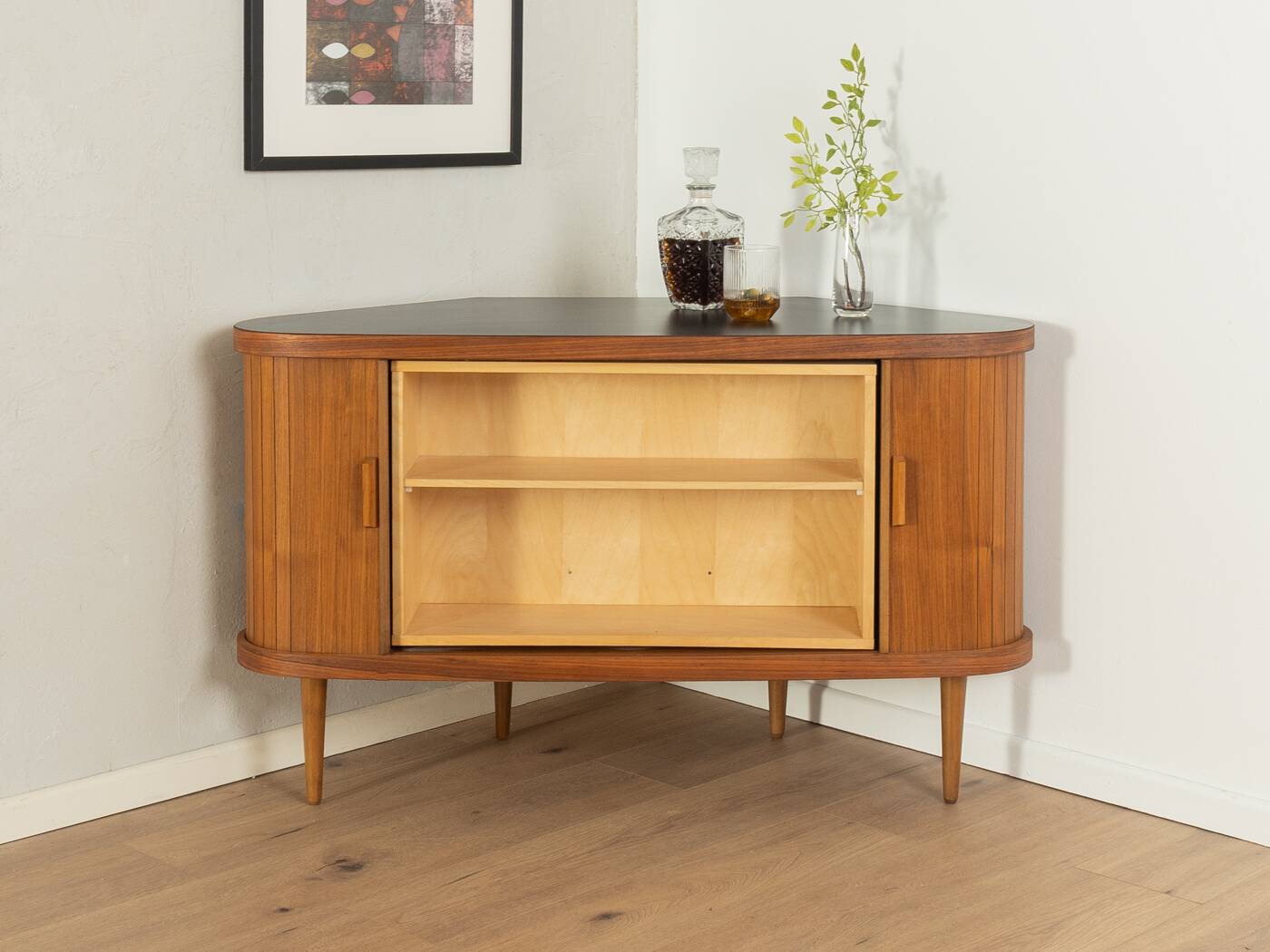Teak veneer bar cabinet, Germany 1950s