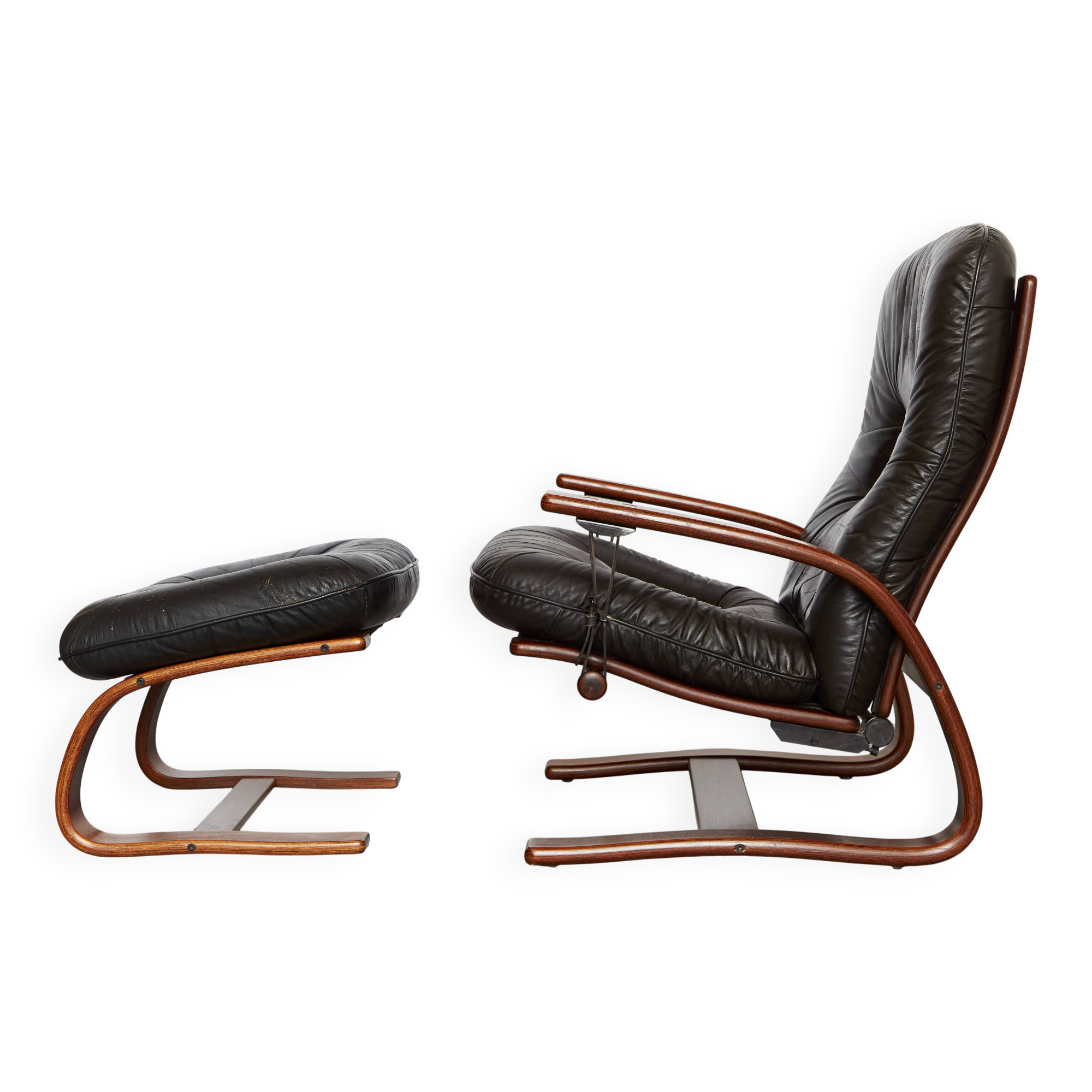 Fauteuil scandinave vintage avec ottoman par Arnt Lande pour Westnofa, anné