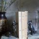 Pair of Art Deco bookends to signed wolf dogs