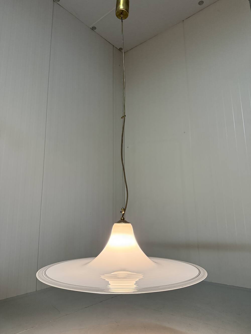 Large white glass hanging lamp by Vistosi, Italy