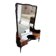 Coiffeuse italienne Mid-Century marron en bois et laiton avec grand miroir, années 1950
