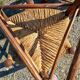 4 Tabourets bois et paille Tripodes Triangle vintageCirca 1950