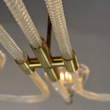 Venetian glass chandelier from Murano and brass, circa 1940.