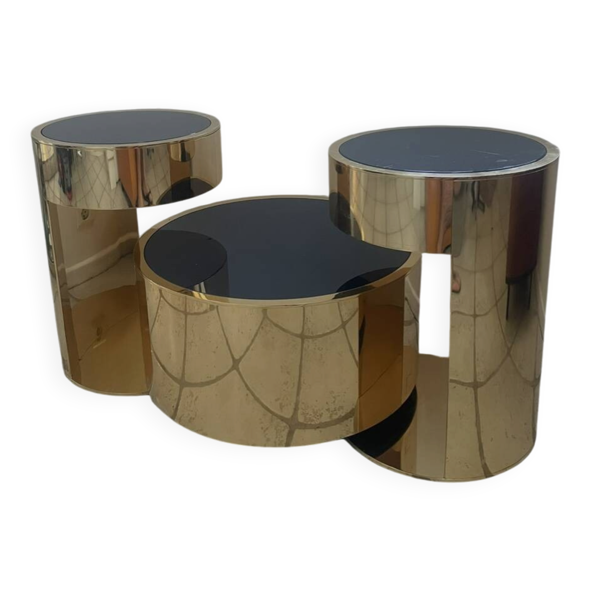 2 bedside tables and a brass Fendi table.