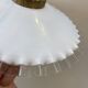 White opaline pendant light with transparent serrated edges