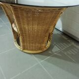 Vintage rattan round coffee table