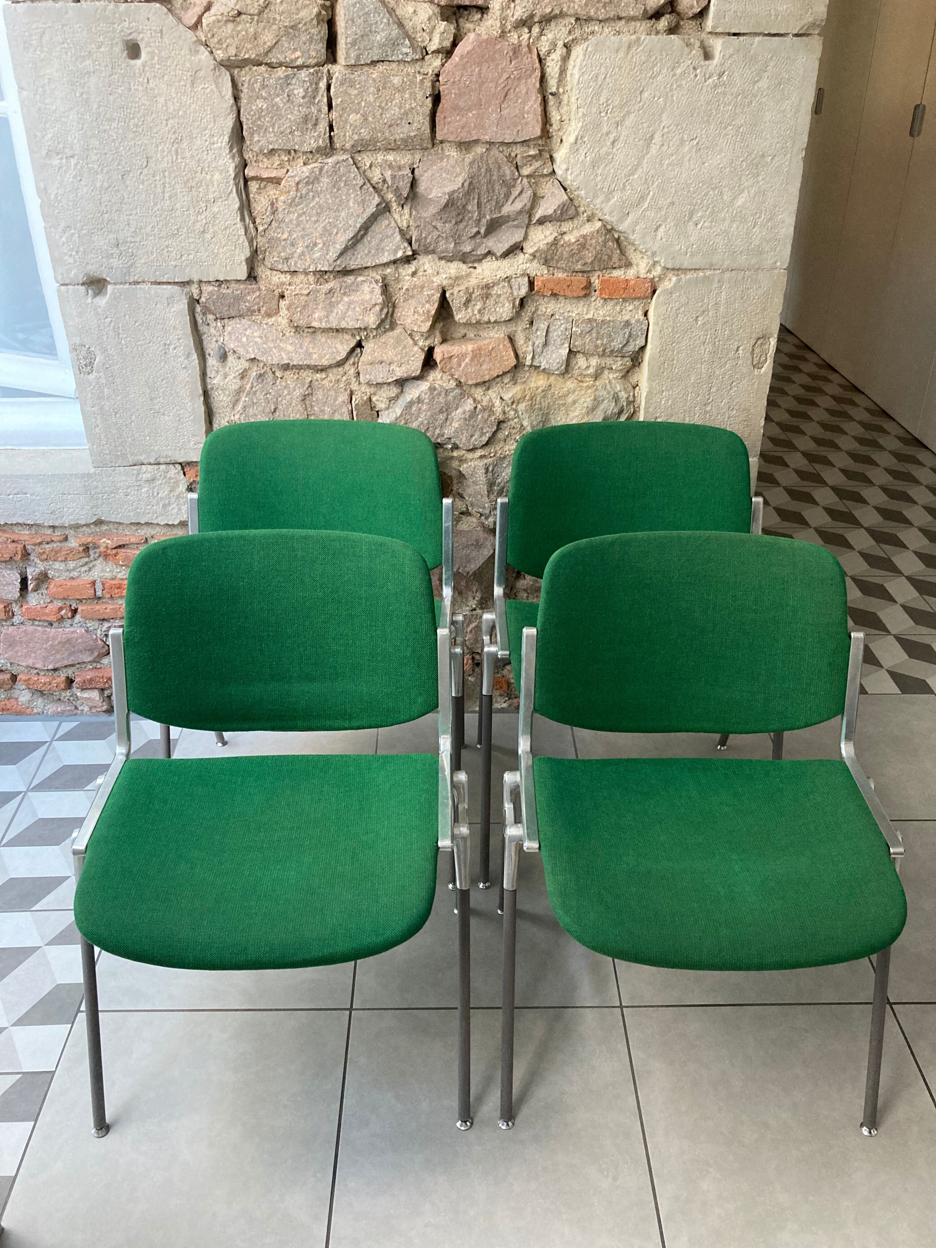 Set of 4 Green DSC106 Giancarlo Piretti chairs by Castelli